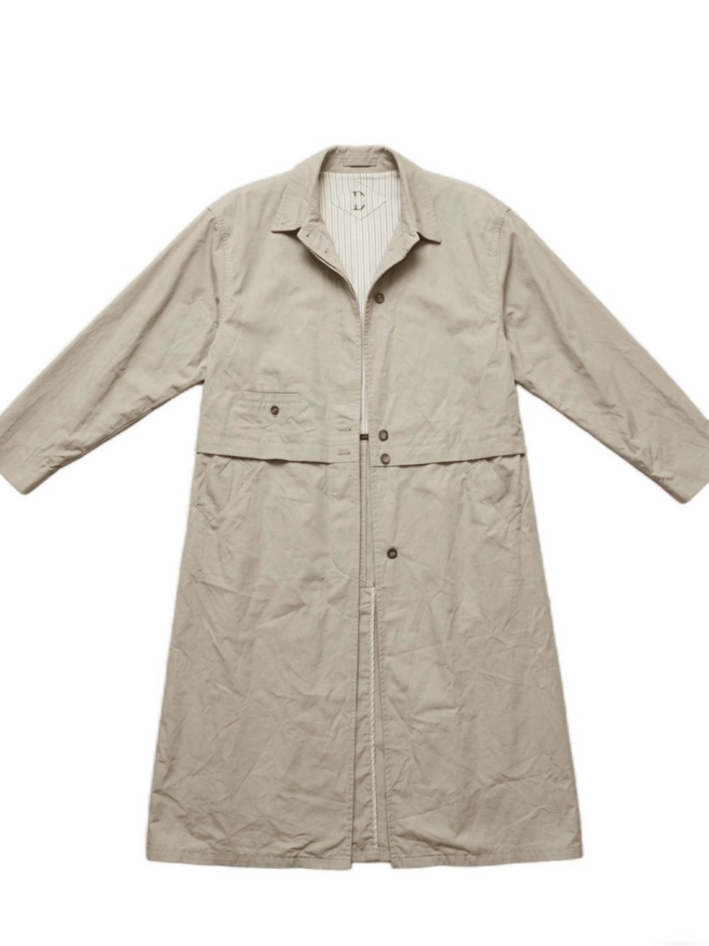 Vintage 80s Light Beige Long Trench Coat